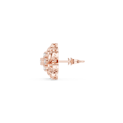 Baroque Halo Diamond Studs – Scroll Lace Floral Earrings, Rare Heritage Style