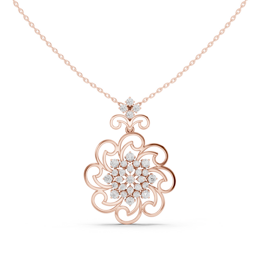 Classic Flower Diamond Pendant • Handcrafted Filigree • Special Occasion Jewelry