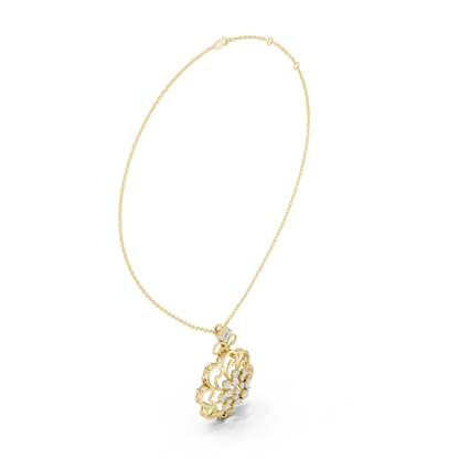 Classic Flower Diamond Pendant • Handcrafted Filigree • Special Occasion Jewelry