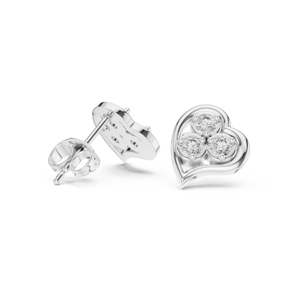 Heart Shaped Diamond Studs | Modern Bridal Elegance | Luxury Minimal 925 Sterling Silver Earrings