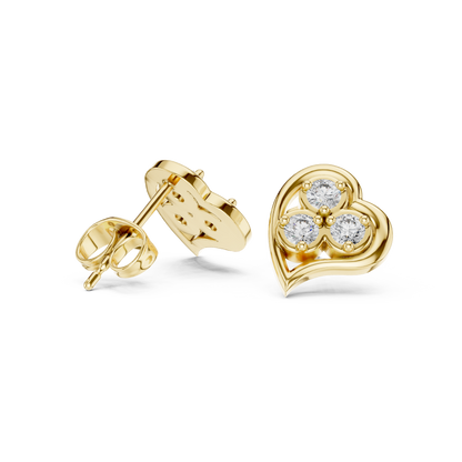 Heart Shaped Diamond Studs | Modern Bridal Elegance | Luxury Minimal 925 Sterling Silver Earrings