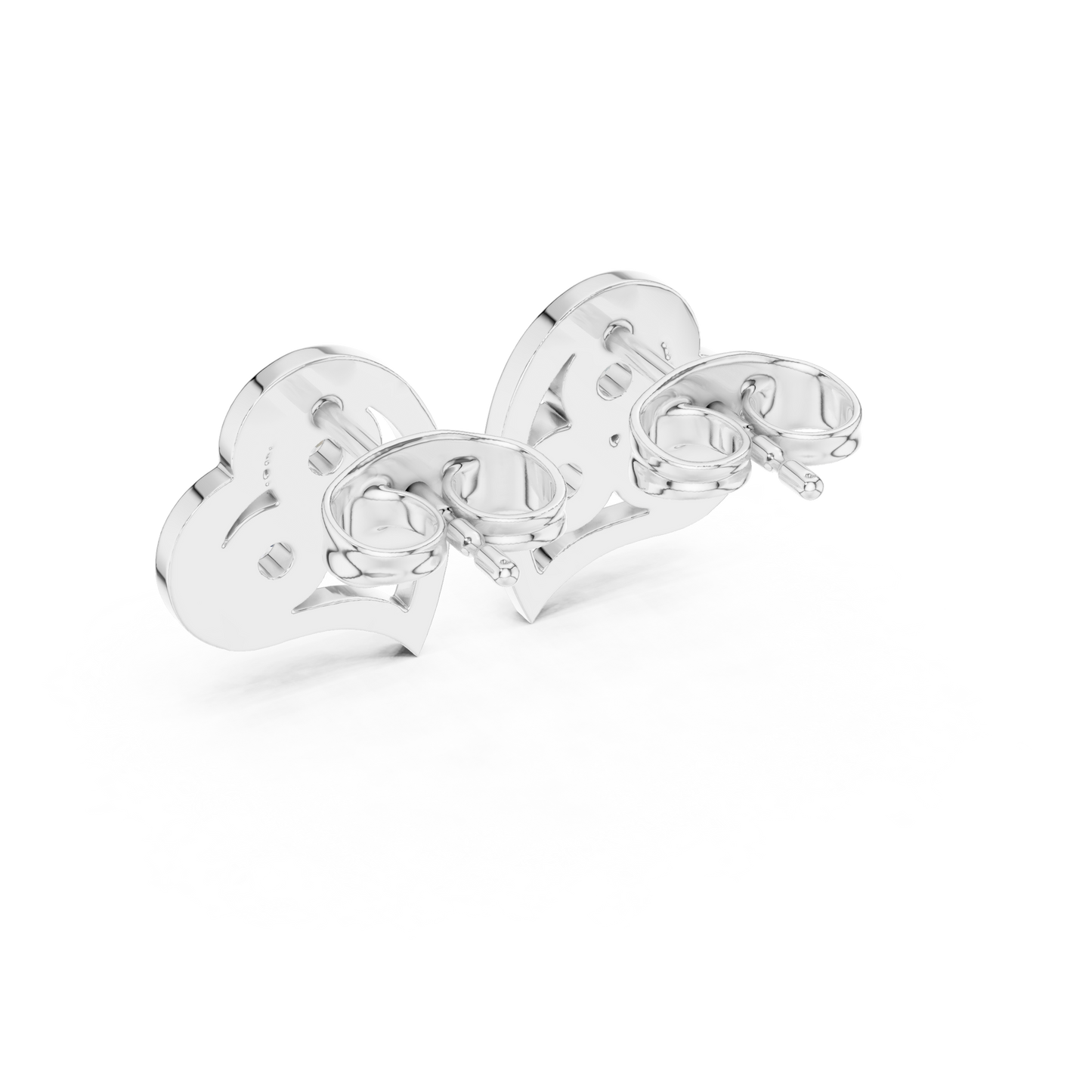 Heart Shaped Diamond Studs | Modern Bridal Elegance | Luxury Minimal 925 Sterling Silver Earrings