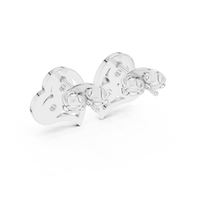 Heart Shaped Diamond Studs | Modern Bridal Elegance | Luxury Minimal 925 Sterling Silver Earrings