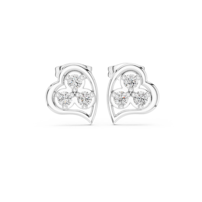 Heart Shaped Diamond Studs | Modern Bridal Elegance | Luxury Minimal 925 Sterling Silver Earrings