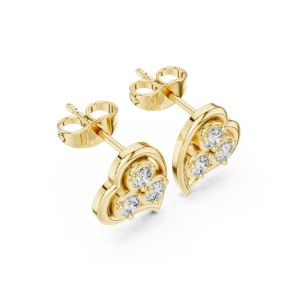 Heart Shaped Diamond Studs | Modern Bridal Elegance | Luxury Minimal 925 Sterling Silver Earrings