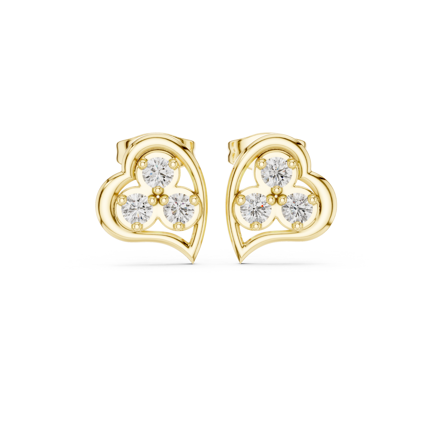 Heart Shaped Diamond Studs | Modern Bridal Elegance | Luxury Minimal 925 Sterling Silver Earrings