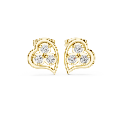 Heart Shaped Diamond Studs | Modern Bridal Elegance | Luxury Minimal 925 Sterling Silver Earrings