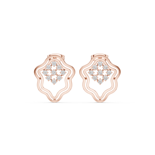 Diamond Pulse Wave Earrings • Multi-Shell Sculpted Gold • Future-Ready Statement Studs