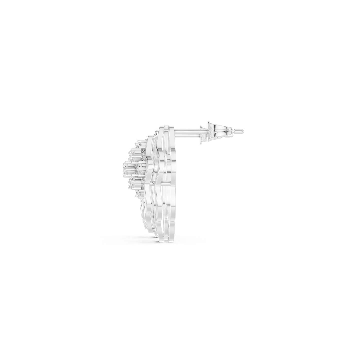 Diamond Pulse Wave Earrings • Multi-Shell Sculpted Gold • Future-Ready Statement Studs