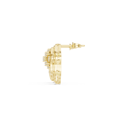 Diamond Pulse Wave Earrings • Multi-Shell Sculpted Gold • Future-Ready Statement Studs