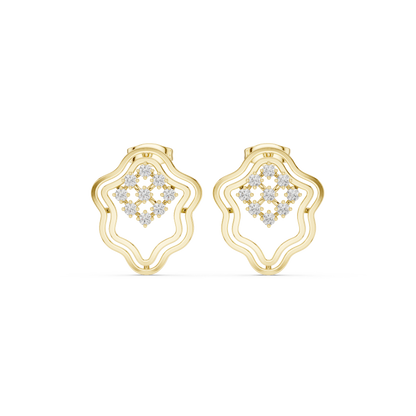 Diamond Pulse Wave Earrings • Multi-Shell Sculpted Gold • Future-Ready Statement Studs