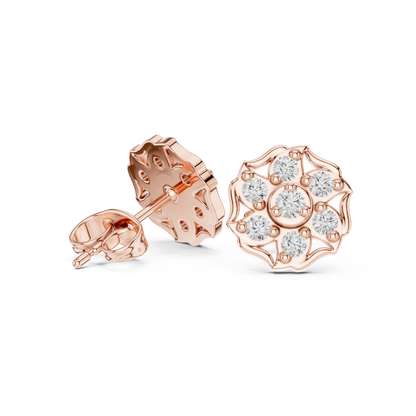 Floral Diamond Stud Earrings | Classic Beauty Luxury Finish | Fine Jewelry Created For Sophisticated Style
