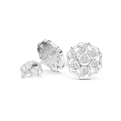 Floral Diamond Stud Earrings | Classic Beauty Luxury Finish | Fine Jewelry Created For Sophisticated Style