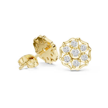 Floral Diamond Stud Earrings | Classic Beauty Luxury Finish | Fine Jewelry Created For Sophisticated Style