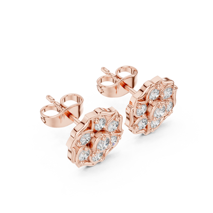 Floral Diamond Stud Earrings | Classic Beauty Luxury Finish | Fine Jewelry Created For Sophisticated Style