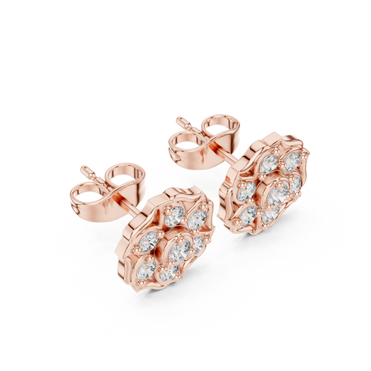 Floral Diamond Stud Earrings | Classic Beauty Luxury Finish | Fine Jewelry Created For Sophisticated Style