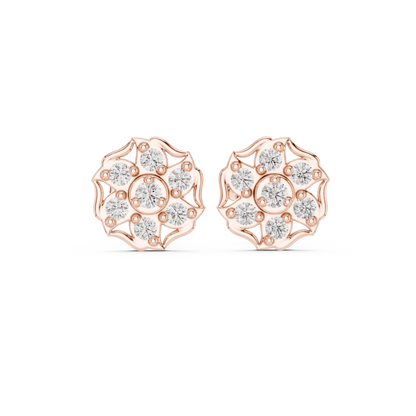 Floral Diamond Stud Earrings | Classic Beauty Luxury Finish | Fine Jewelry Created For Sophisticated Style