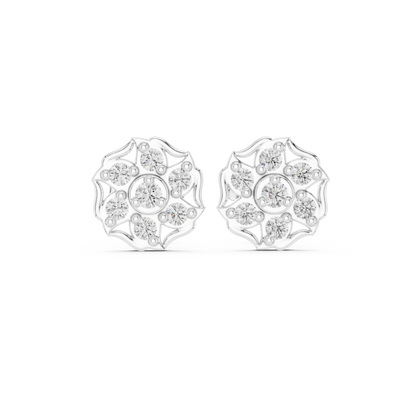 Floral Diamond Stud Earrings | Classic Beauty Luxury Finish | Fine Jewelry Created For Sophisticated Style