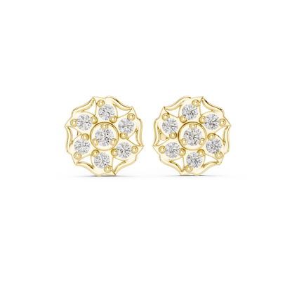Floral Diamond Stud Earrings | Classic Beauty Luxury Finish | Fine Jewelry Created For Sophisticated Style