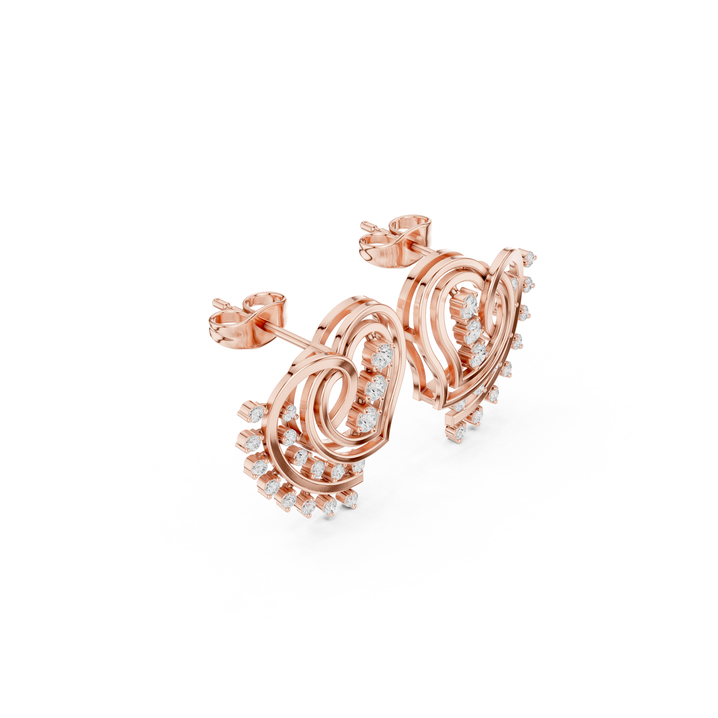 Infinity Heart Aura Diamond Earrings – 3D Spiral Luxury Studs for Everyday Elegance