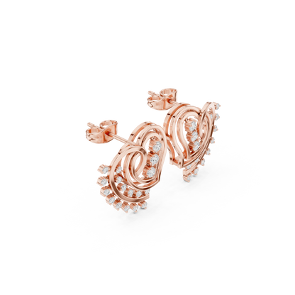 Infinity Heart Aura Diamond Earrings – 3D Spiral Luxury Studs for Everyday Elegance