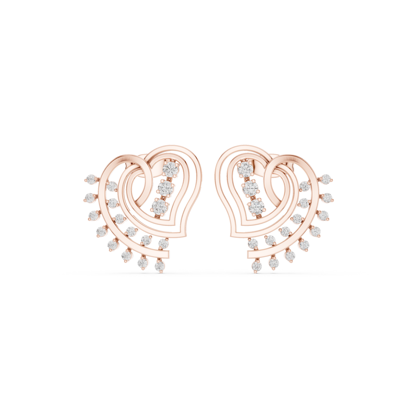 Infinity Heart Aura Diamond Earrings – 3D Spiral Luxury Studs for Everyday Elegance