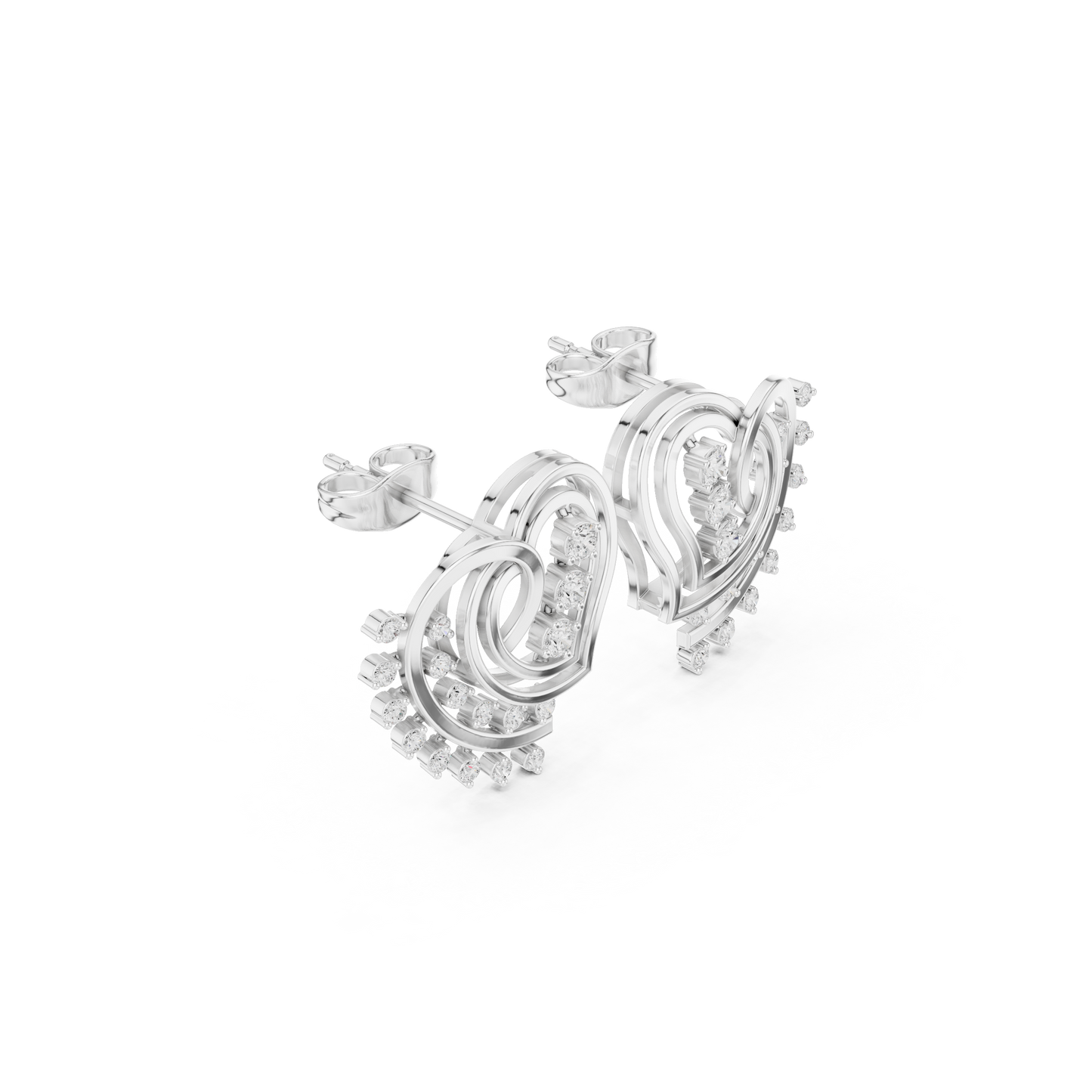 Infinity Heart Aura Diamond Earrings – 3D Spiral Luxury Studs for Everyday Elegance