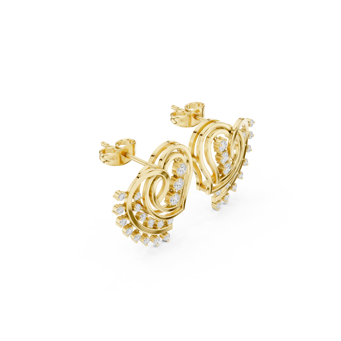 Infinity Heart Aura Diamond Earrings – 3D Spiral Luxury Studs for Everyday Elegance