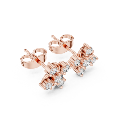 Velvet Radiance Diamond Earrings | Premium Floral Swirl Setting | Soft Brilliance With Powerful Presence