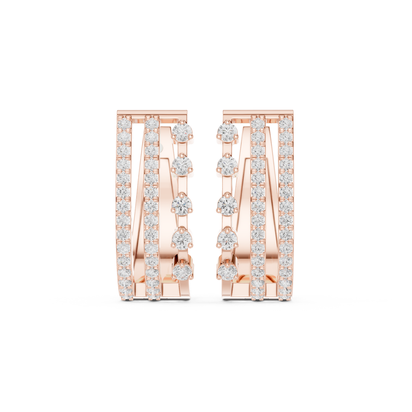 Auric-TriFold CrystalStream Matrix Hoops - Stellar-Chord TriLine Crystal Drapes - Unbox pure elegance.