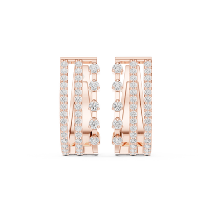 Auric-TriFold CrystalStream Matrix Hoops - Stellar-Chord TriLine Crystal Drapes - Unbox pure elegance.