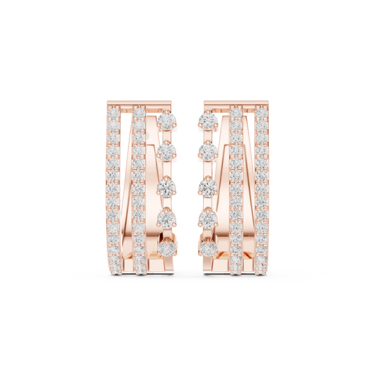 Auric-TriFold CrystalStream Matrix Hoops - Stellar-Chord TriLine Crystal Drapes - Unbox pure elegance.