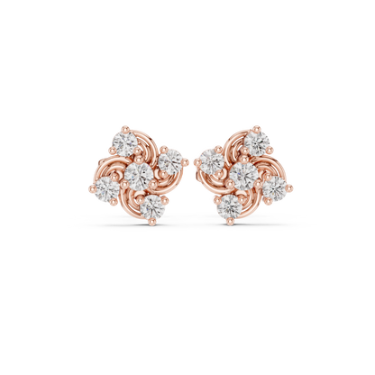 Velvet Radiance Diamond Earrings | Premium Floral Swirl Setting | Soft Brilliance With Powerful Presence
