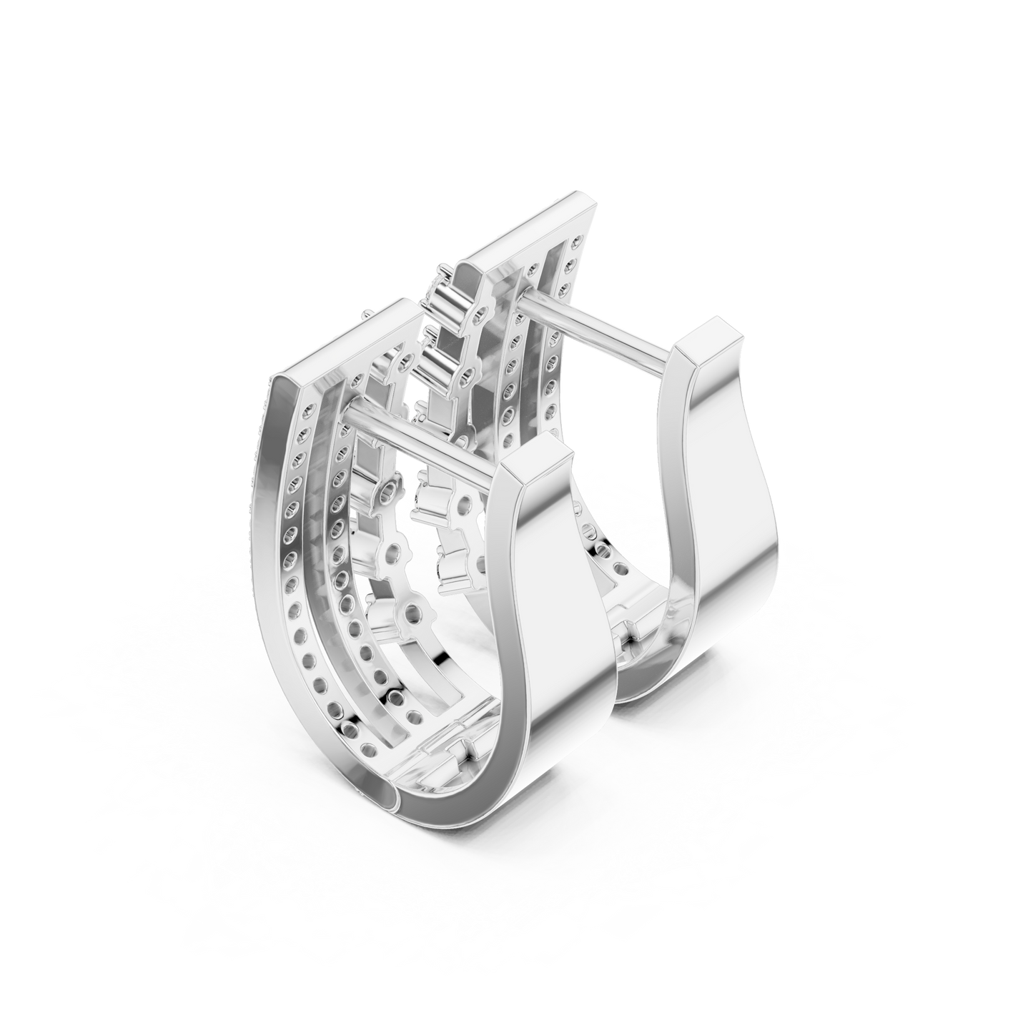 Auric-TriFold CrystalStream Matrix Hoops - Stellar-Chord TriLine Crystal Drapes - Unbox pure elegance.