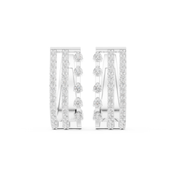 Auric-TriFold CrystalStream Matrix Hoops - Stellar-Chord TriLine Crystal Drapes - Unbox pure elegance.