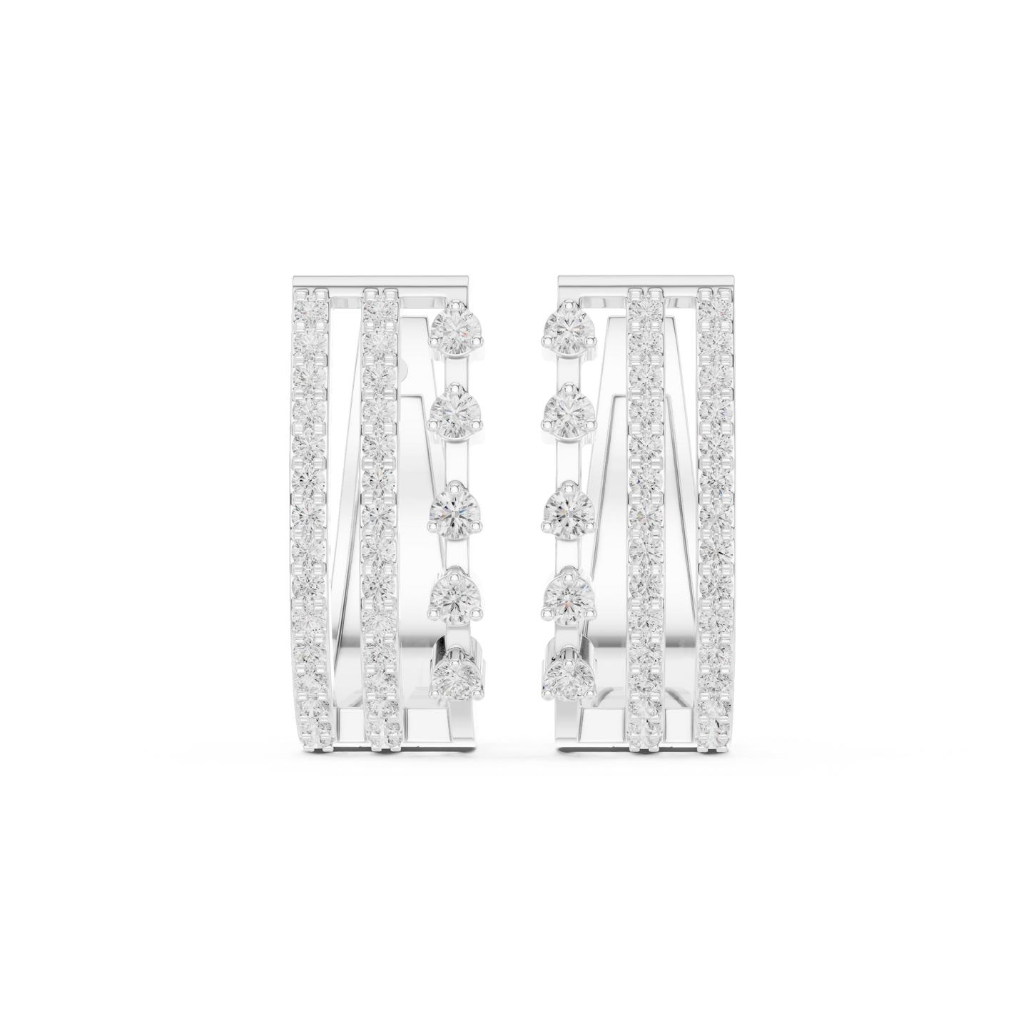 Auric-TriFold CrystalStream Matrix Hoops - Stellar-Chord TriLine Crystal Drapes - Unbox pure elegance.