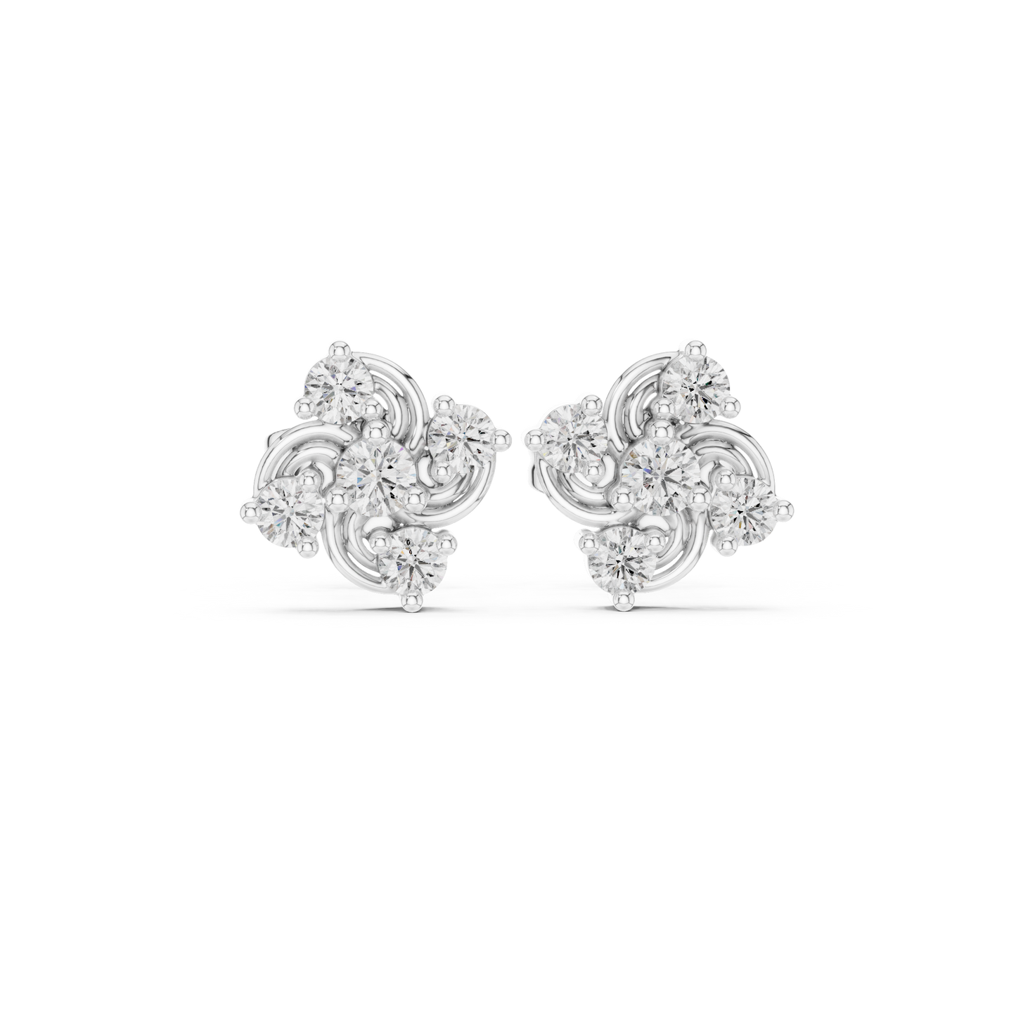 Velvet Radiance Diamond Earrings | Premium Floral Swirl Setting | Soft Brilliance With Powerful Presence