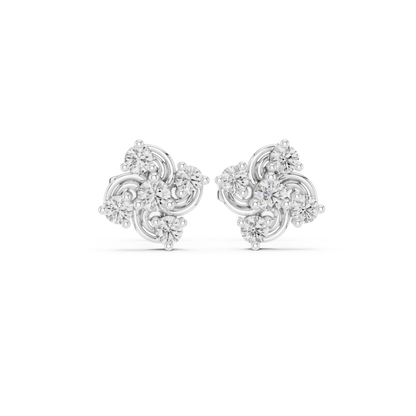 Velvet Radiance Diamond Earrings | Premium Floral Swirl Setting | Soft Brilliance With Powerful Presence