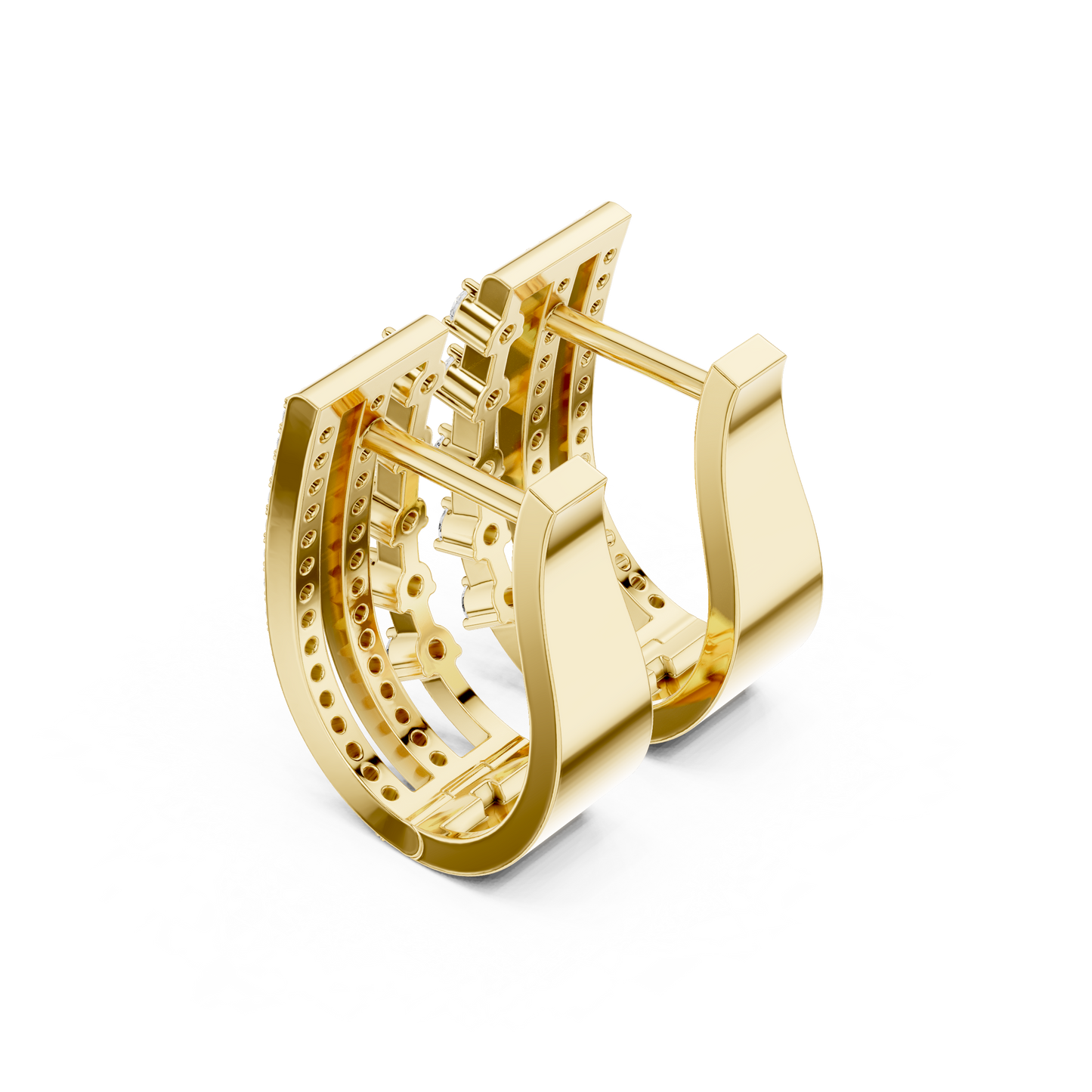 Auric-TriFold CrystalStream Matrix Hoops - Stellar-Chord TriLine Crystal Drapes - Unbox pure elegance.