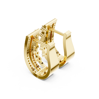 Auric-TriFold CrystalStream Matrix Hoops - Stellar-Chord TriLine Crystal Drapes - Unbox pure elegance.