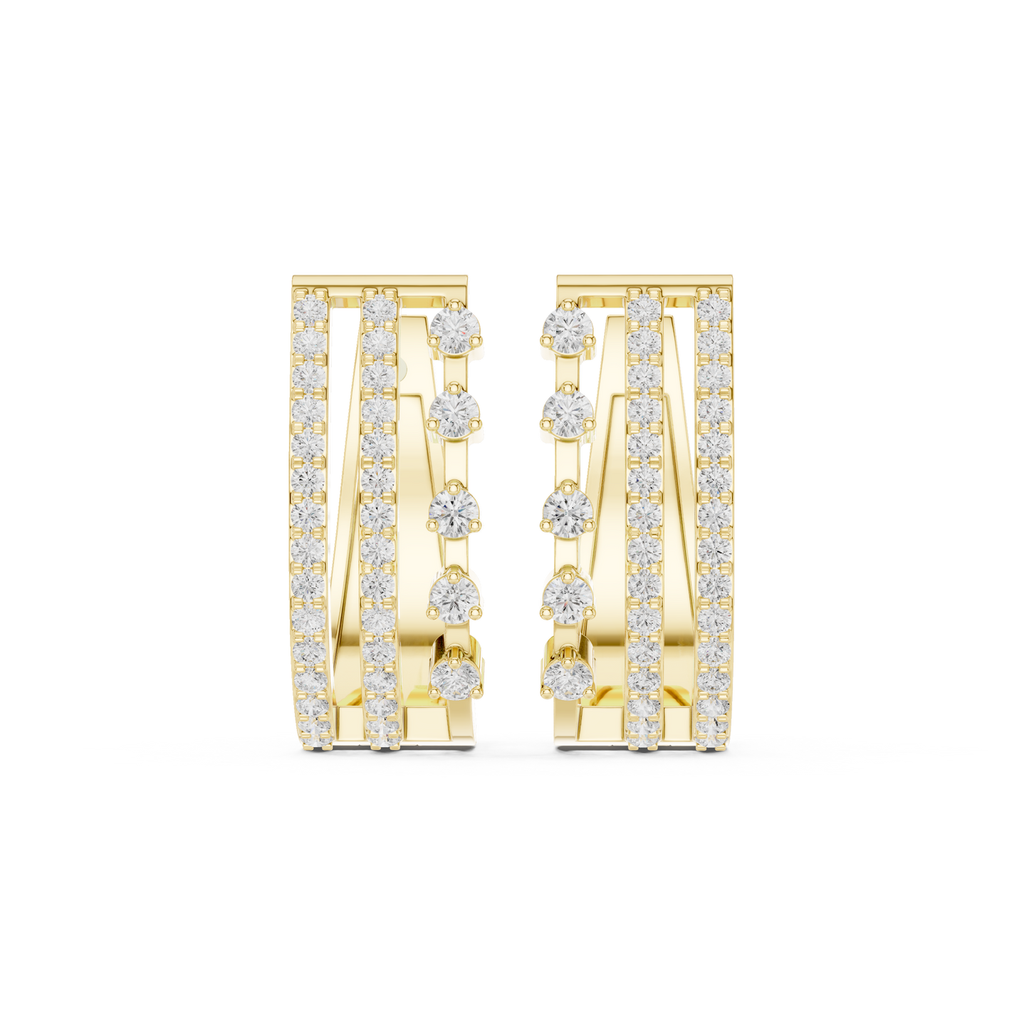 Auric-TriFold CrystalStream Matrix Hoops - Stellar-Chord TriLine Crystal Drapes - Unbox pure elegance.