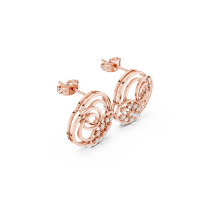 Cosmic Echo Spiral Studs • Diamond Cluster Orbit Earrings • Unique Sculptural Luxury Jewelry