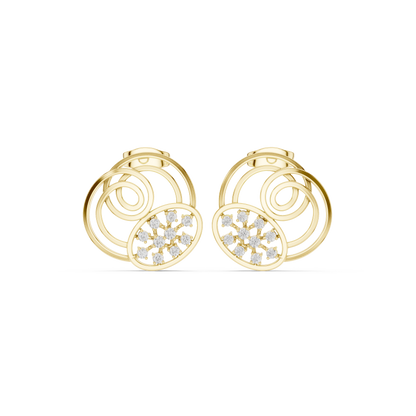 Cosmic Echo Spiral Studs • Diamond Cluster Orbit Earrings • Unique Sculptural Luxury Jewelry