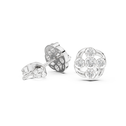 Majestic Diamond Earrings | High Jewelry Finish | Luxury Triple Gold Statement Studs