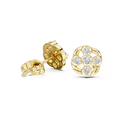 Majestic Diamond Earrings | High Jewelry Finish | Luxury Triple Gold Statement Studs