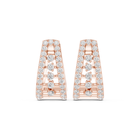 Polaris Taper-Diamond Huggie Hoops | Sculpted Luxe Gold | Ultra Sparkle Modern Earrings