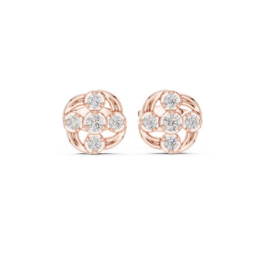 Majestic Diamond Earrings | High Jewelry Finish | Luxury Triple Gold Statement Studs