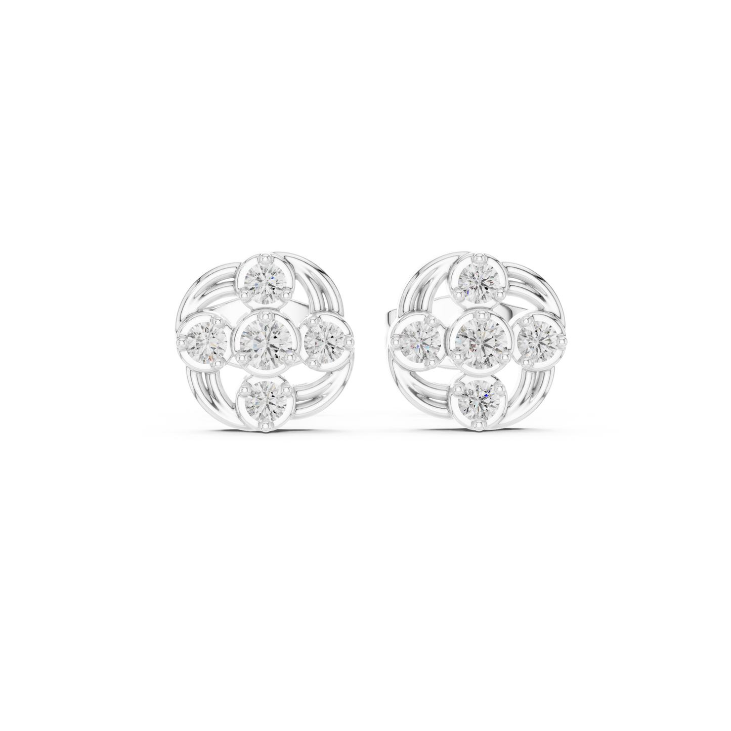 Majestic Diamond Earrings | High Jewelry Finish | Luxury Triple Gold Statement Studs