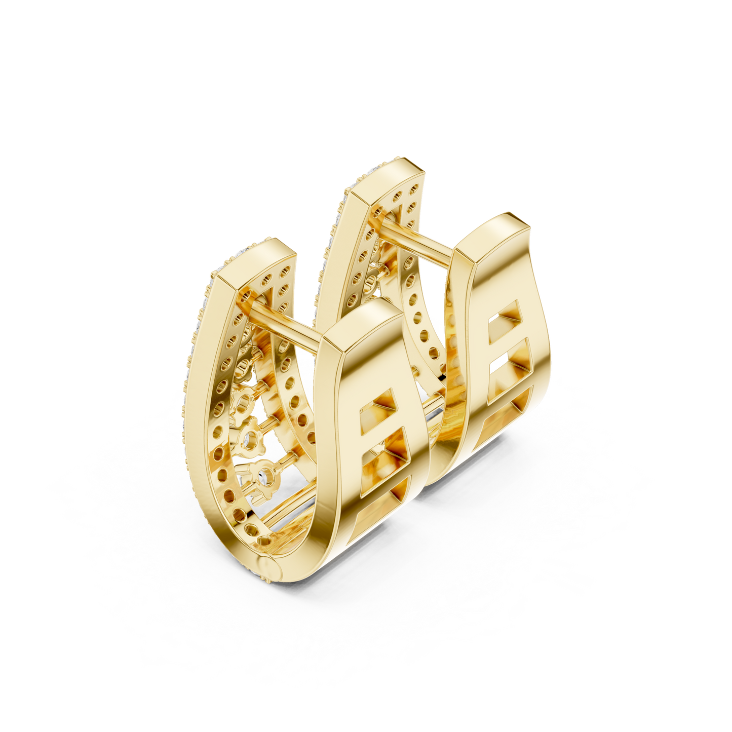 Polaris Taper-Diamond Huggie Hoops | Sculpted Luxe Gold | Ultra Sparkle Modern Earrings