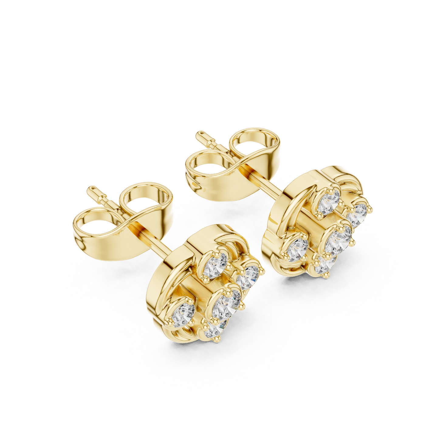 Majestic Diamond Earrings | High Jewelry Finish | Luxury Triple Gold Statement Studs